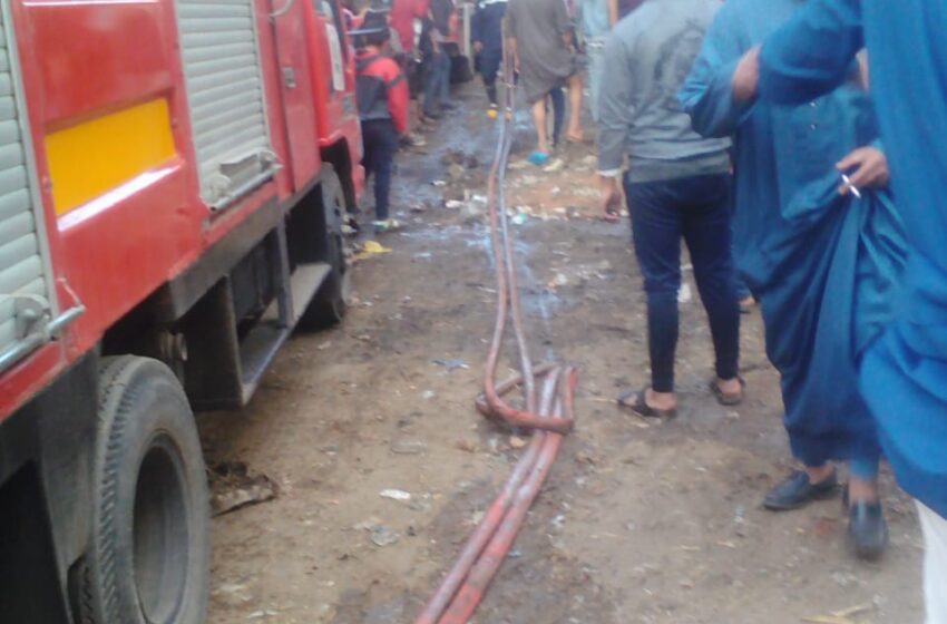  نشوب حريق بمنزل في قرية بمنيا القمح