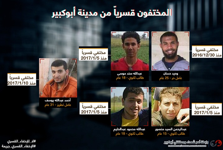  لليوم الـ27.. أمن الانقلاب يخفي 5 من شباب أبوكبير