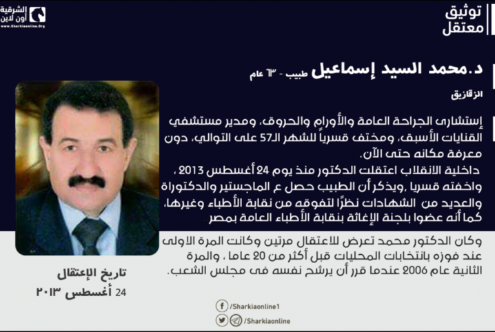 للشهر الـ57 على التوالي.. الدكتور محمد السيد قيد الإخفاء القسري